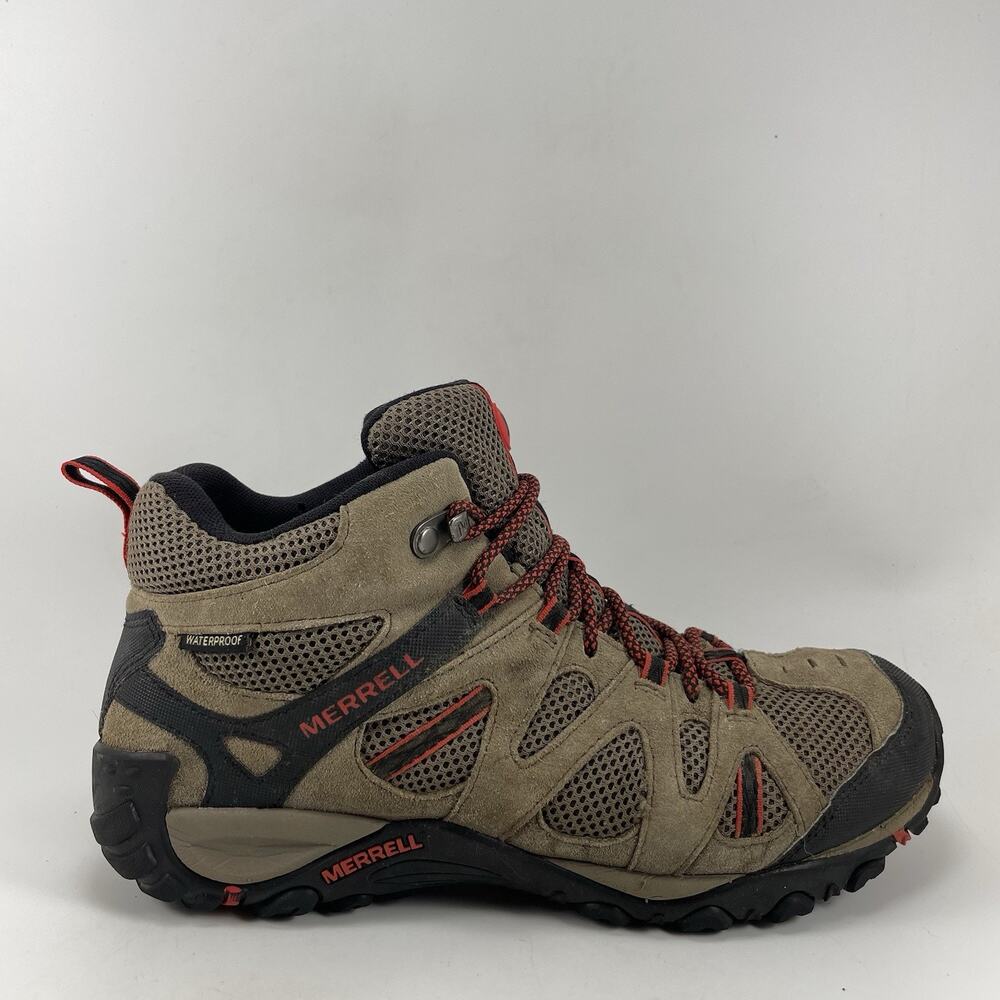 Merrell Alverstone Mid Hiking Boots Mens Size 8.5 Brown/Taupe Suede Leather